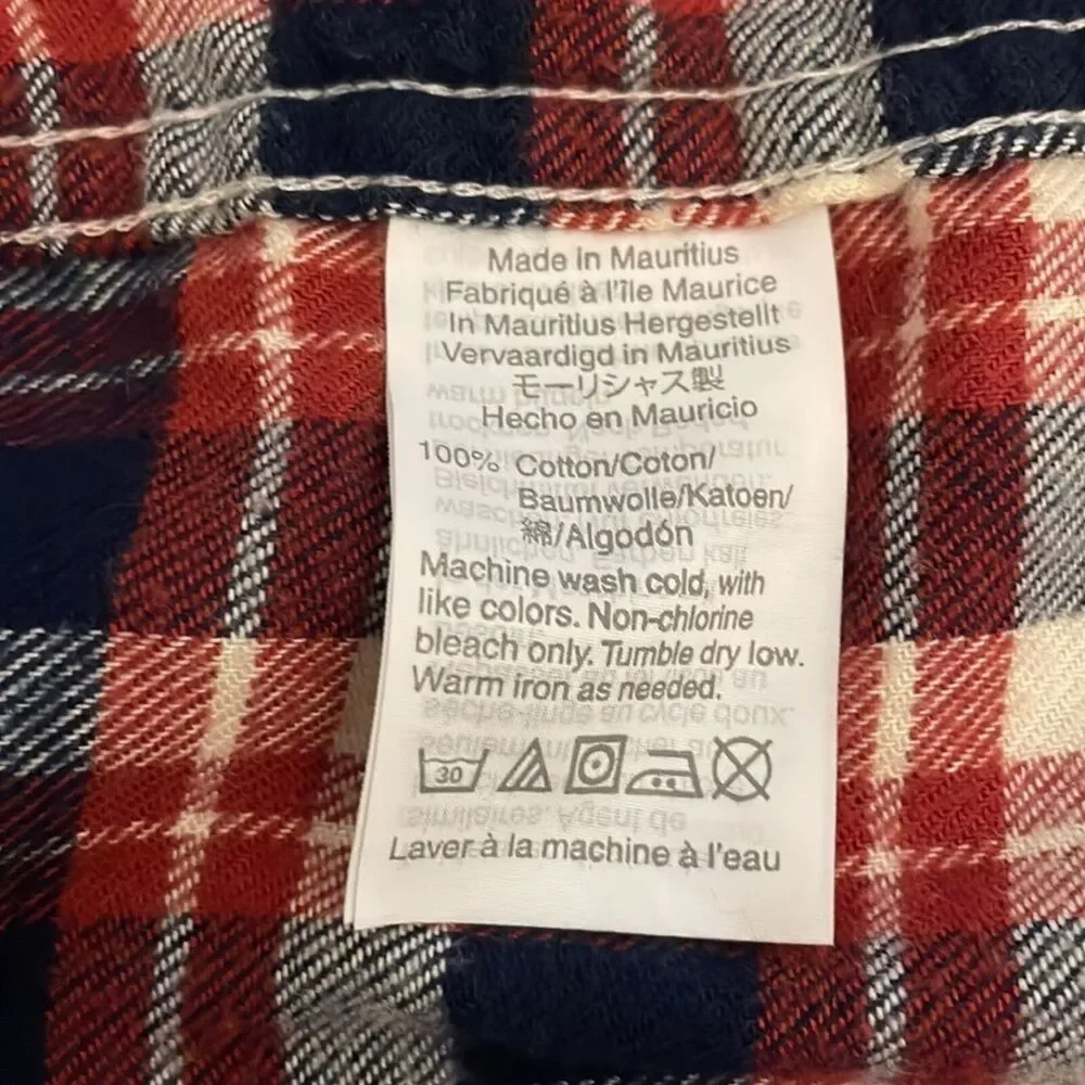 J. Crew Mercantile Tartan Plaid Flannel Button Up Shirt Mens Size XLT Tall Red